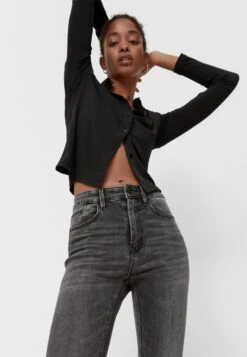 Stradivarius Mit Hohem Bund - Jean Slim - Dark Grey -Femelle Vêtements Boutique 291eb73e1729421bb435bfd41d74185c